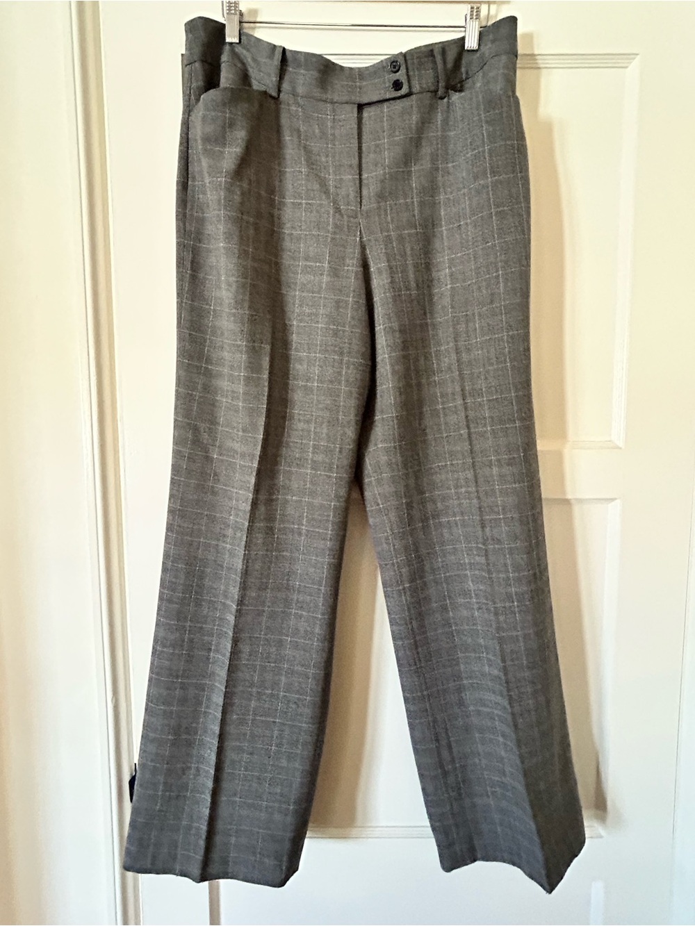 AK Anne Klein Gray Windowpane Wide-Leg Trousers - Picture 2 of 7